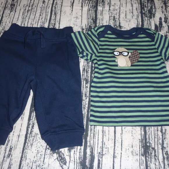 Gymboree Smart Little Guy 0-3 Month Pants Top Outfit NWT - Picture 2 of 3
